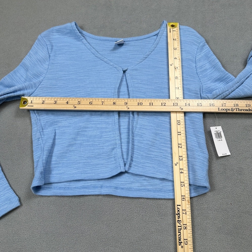 Old Navy Cardigan Sweater L 10/12 Kids Girls Blue Ribbed V-Neck Long Sleeve NWT - Picture 3 of 8